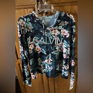 Calvin Klein Floral Hoodie - Black, Pink and Teal